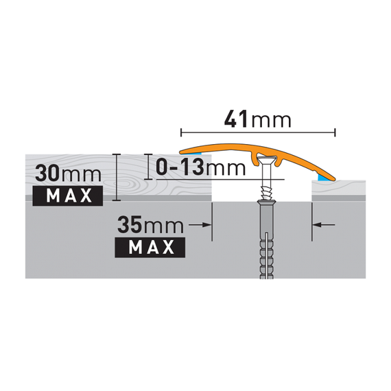 Arbiton 41 mm-es áthidaló profil SM2 W11 0,93 m American Walnut